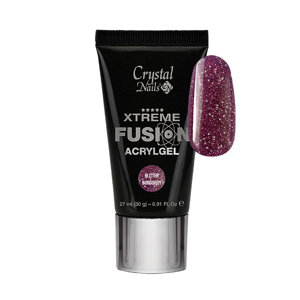 Crystal Nails - Xtreme Fusion AcrylGel - Glitter Burgundy 30g