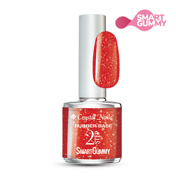 Crystal Nails - 2S SmartGummy Rubber base gel - Nr55 Festive Red 8ml