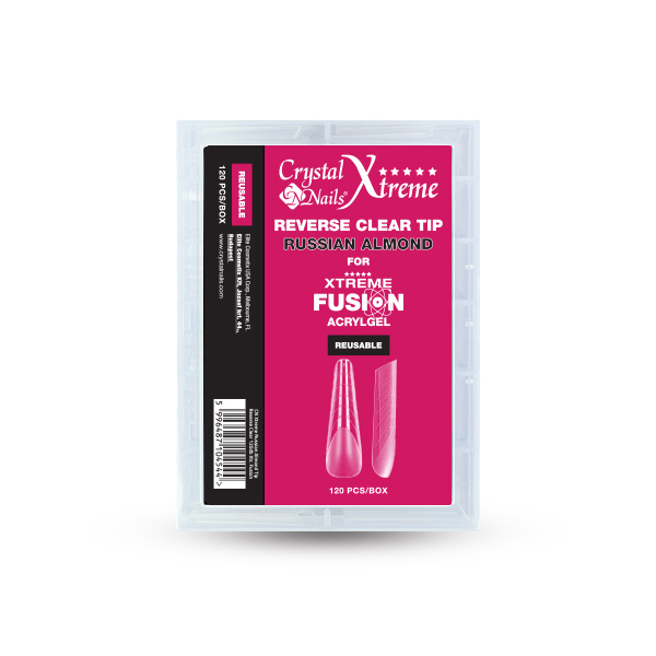 Crystal Nails - Xtreme Russian Almond Reverse Clear Tip Xtreme Fusion AcrylGel-hez - 120db