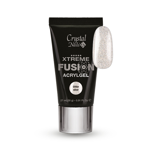 Crystal Nails - Xtreme HEMA Free Fusion AcrylGel - Glitter Silver 30g