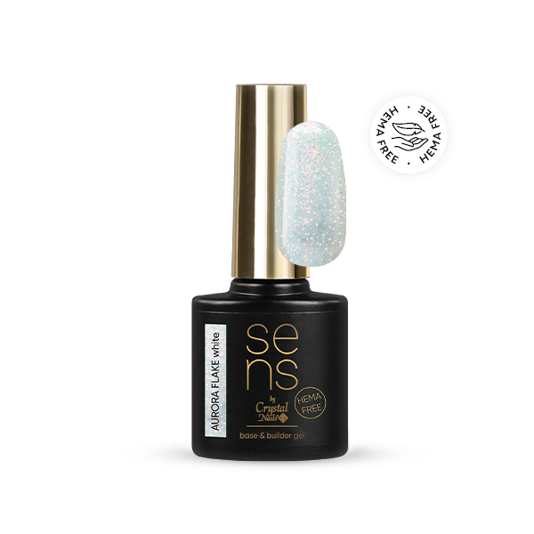 Sens by Crystal Nails - SENS AURORA FLAKE HEMA Free base&builder gel - white 10ml