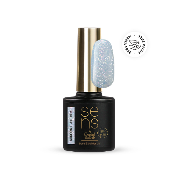 Sens by Crystal Nails - SENS AURORA FLAKE HEMA Free base&builder gel - blue 10ml