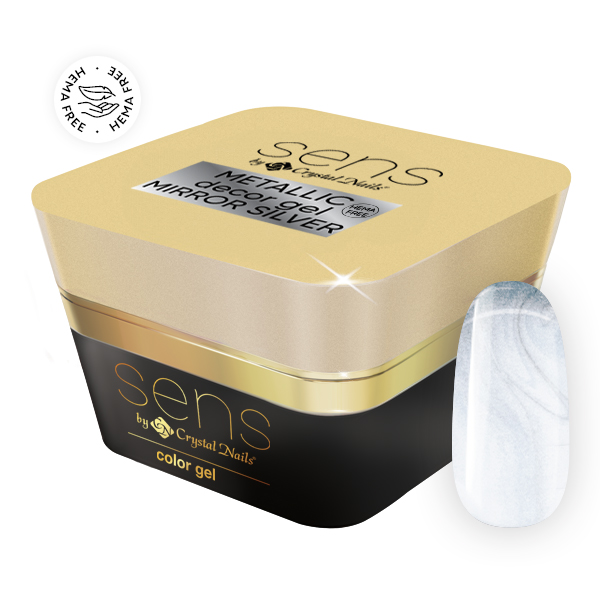 Crystal Nails - SENS HEMA Free METALLIC decor gel - Mirror silver 5ml