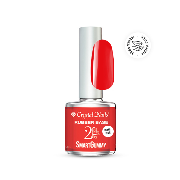 Crystal Nails - 2S SmartGummy HEMA Free Rubber base gel - Nr3 Passion Red 8ml