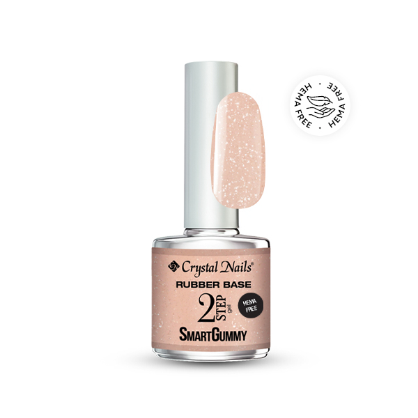 Crystal Nails - 2S SmartGummy HEMA Free Rubber base gel - Nr8 Shimmer Peach 8ml