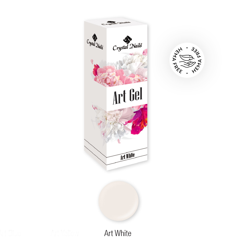 Crystal Nails - Art Gel HEMA Free festőzselé - Art White (5ml)