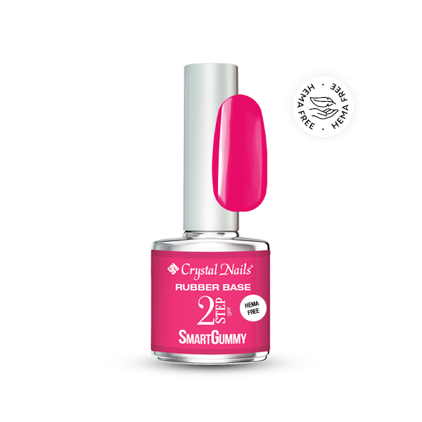 Crystal Nails - 2S HEMA Free SmartGummy Rubber base gel - Nr19 Electric Pink 8ml