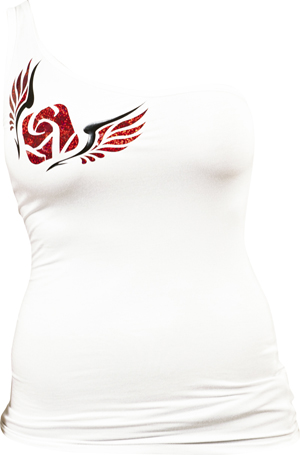Crystal Nails - Féloldalas póló, angyalszárnyas, fehér - L