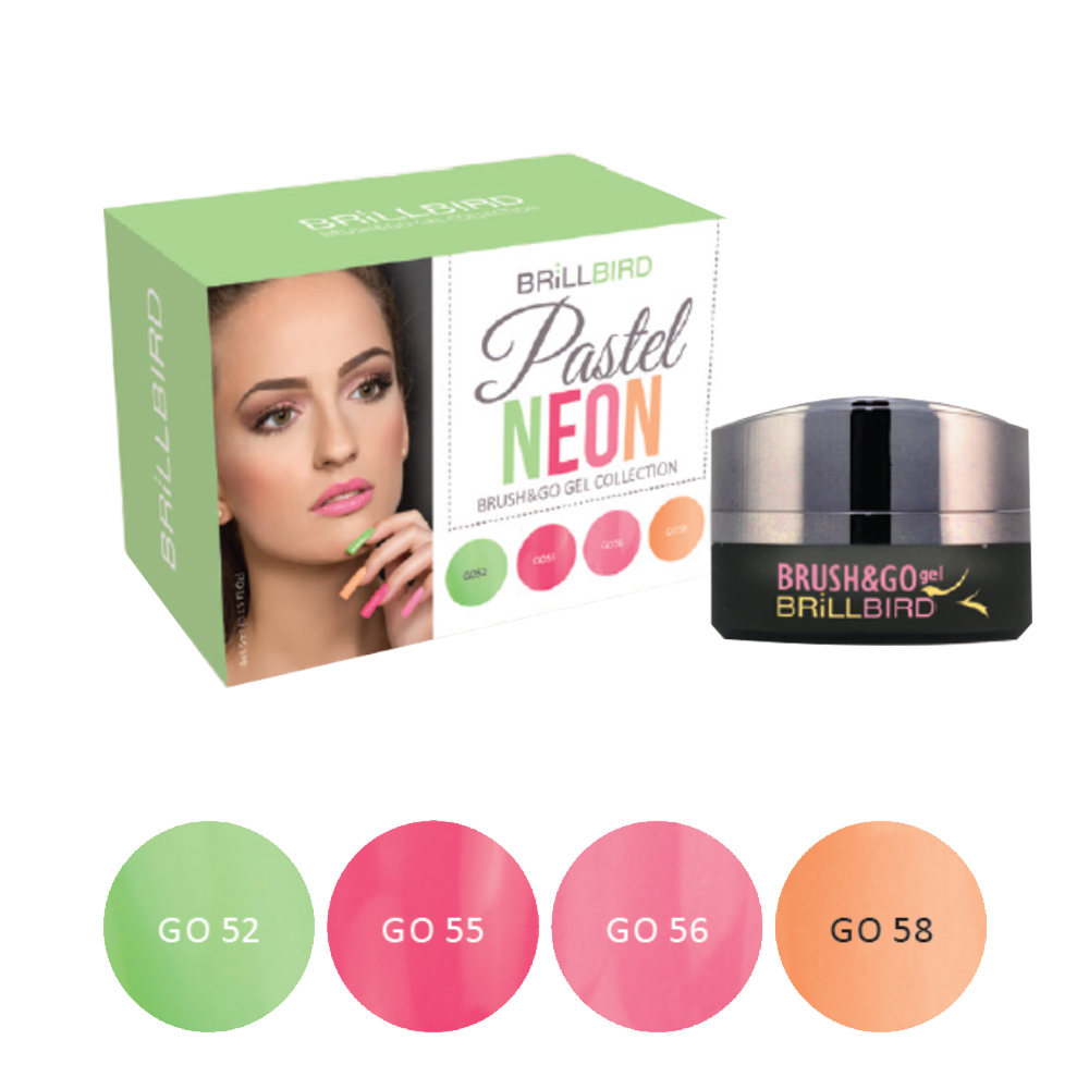 BrillBird - PASTEL NEON- Brush&go gel készlet/PASTEL NEON- Brush&Go Gel Szett