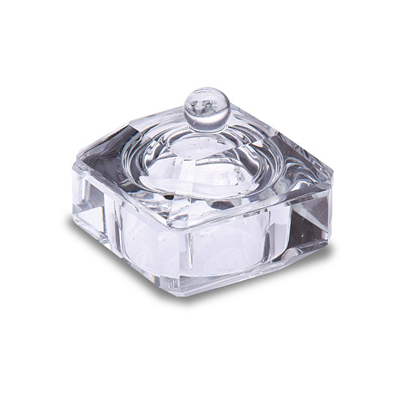 Crystal Nails - Szögletes üvegtégely, üveg fedővel - Átlátszó