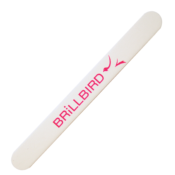 BrillBird - Egyenes fehér körömreszelő, kombinált, piros logó #100/180