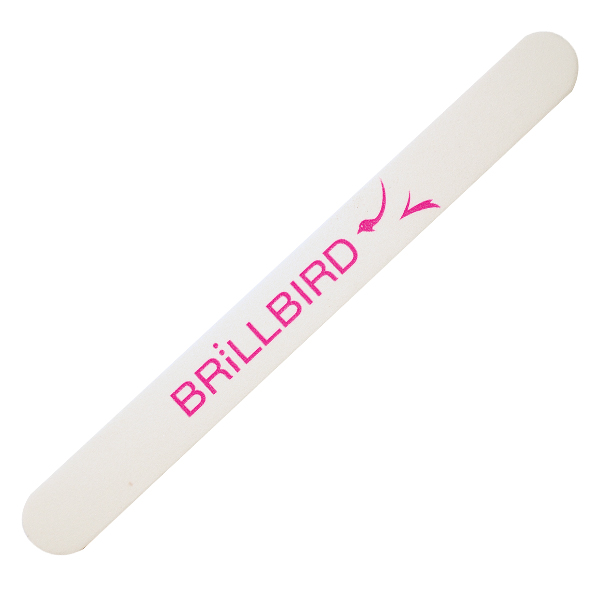 BrillBird - Egyenes fehér körömreszelő, finom, pink logó #150/180